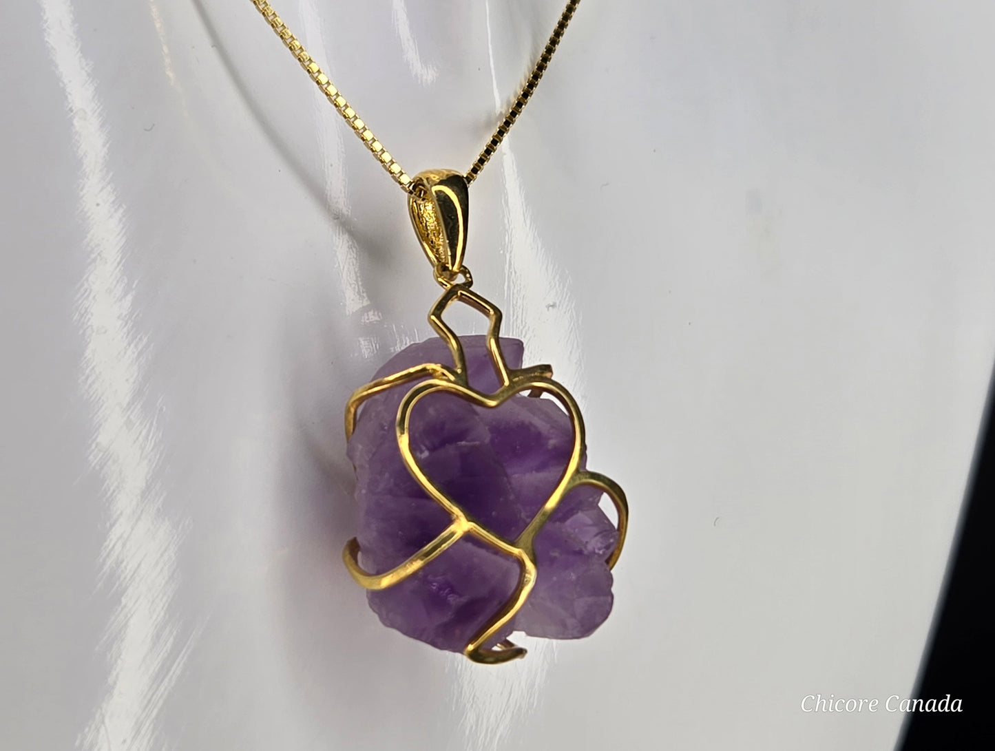 Artfully Crafted Raw Amethyst Pendant Necklace with Adjustable Grace
