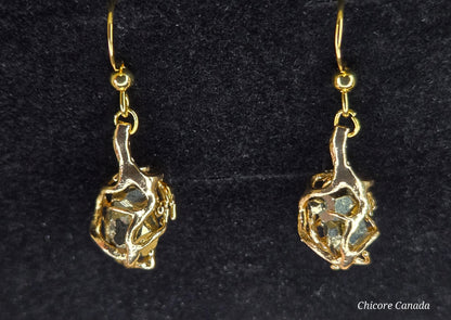 Artisan Raw Pyrite Drop Earrings – Natural Beauty in Gold Tones