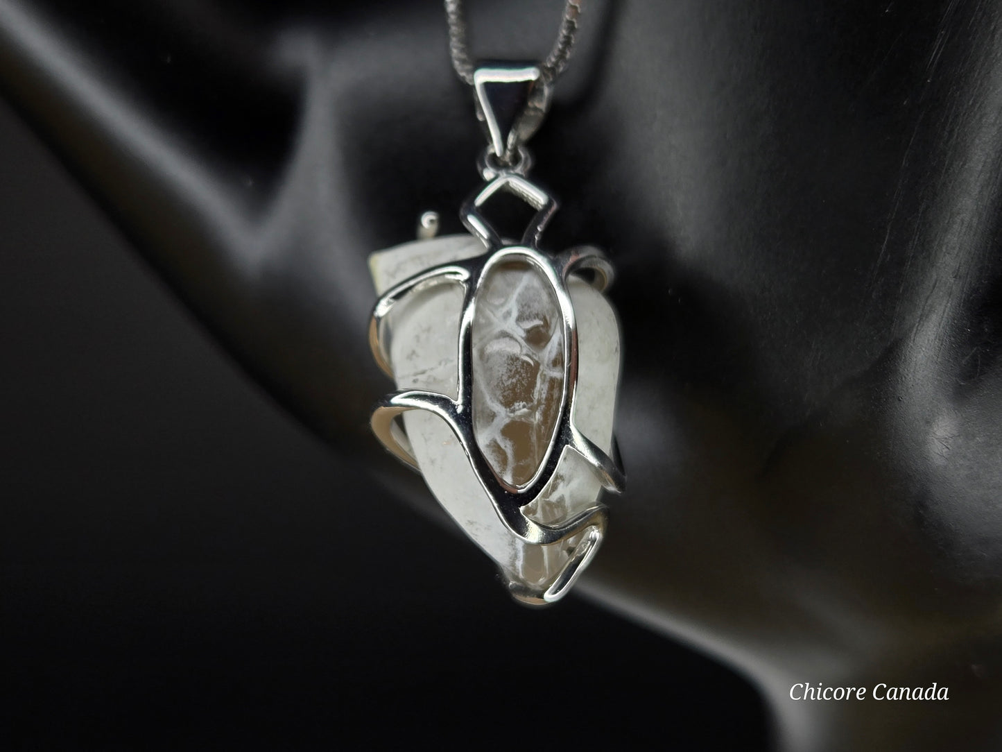 Snakeskin Agate Pendant – Handmade Luxury with Adjustable Sterling Silver