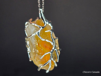 Exquisite Raw Brazilian Citrine Pendant Necklace in Refined Elegance