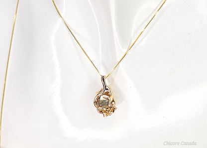 Golden Elegance – Handmade Raw Pyrite Pendant with Sterling Silver Chain