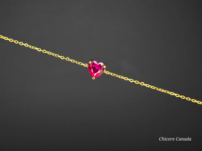 Elegant 925 Sterling Silver Adjustable Bracelet with Cubic Zirconia Heart