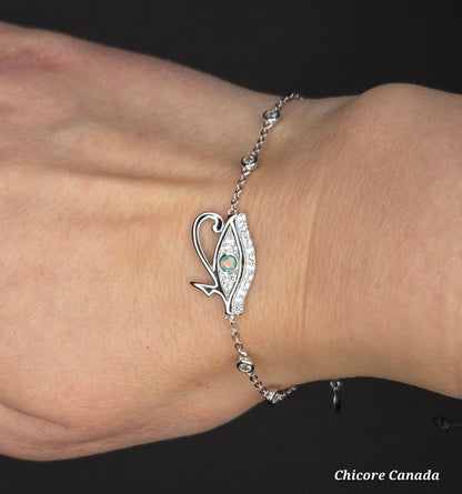 Sterling Silver Adjustable Eye of Horus Ring with Opal & White Cubic Zirconia – A Symbol of Protection & Wisdom