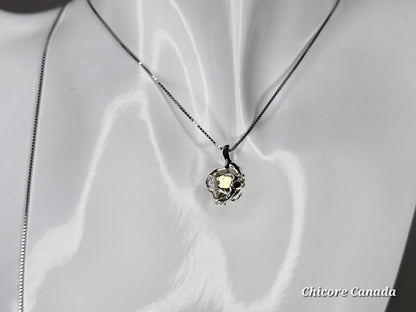 Collier pendentif en pyrite brute fait main avec chaîne réglable