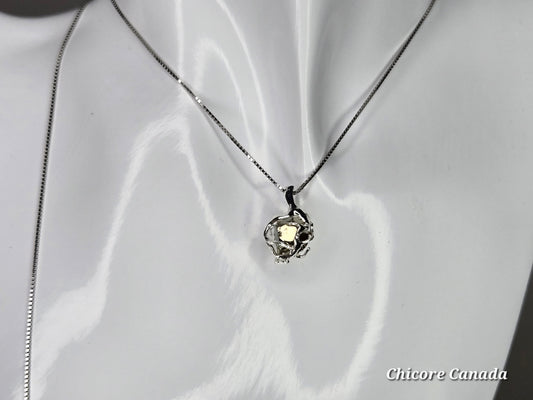 Collier pendentif en pyrite brute fait main avec chaîne réglable