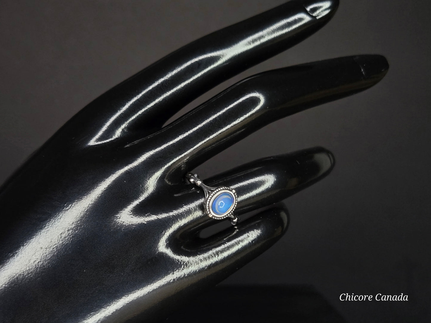 Celestial Glow: 925 Sterling Silver Adjustable Aurora Opal Ring