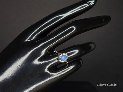Celestial Glow: 925 Sterling Silver Adjustable Aurora Opal Ring