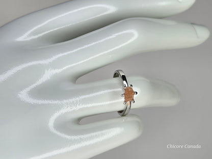 Dainty Sunstone Adjustable Ring