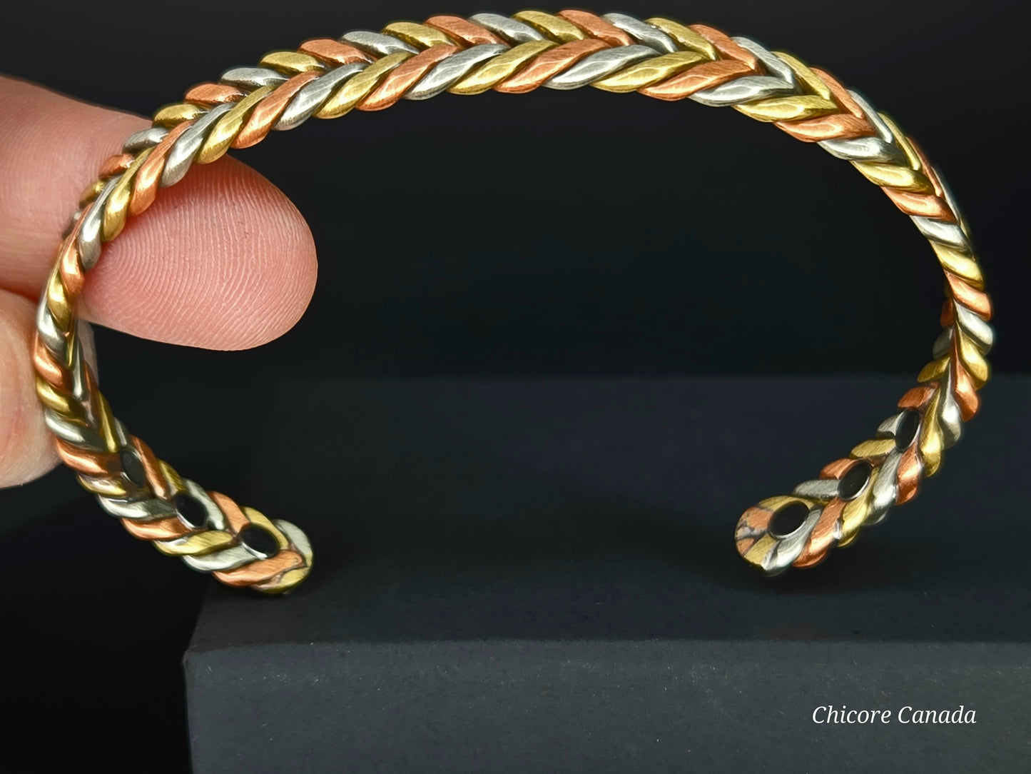 Three Color Copper Adjustable Magnetic Bracelet