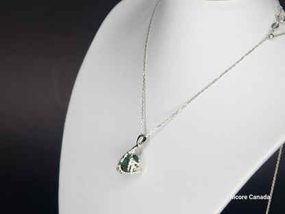 Raw Malachite Handmade Pendant with 925 Sterling Silver Adjustable Necklace