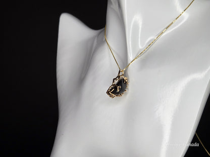 Handcrafted Black Obsidian Power Pendant – 925 Sterling Silver Adjustable Necklace