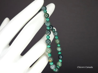 Forest Luxe – Handmade Moss Agate & Malachite Bracelet for Grounding and Sophisticated Renewal