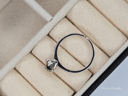 Bague raffinée en argent sterling 925 avec une délicate pierre précieuse en pyrite brute – Design élégamment réglable