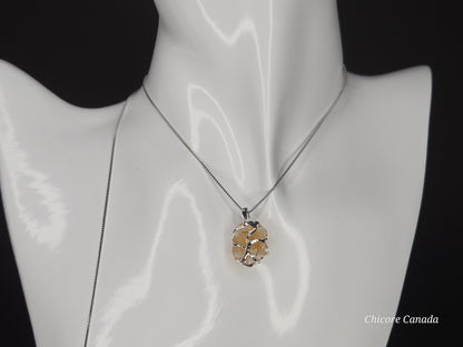 Golden Light – Raw Brazilian Citrine with 925 Sterling Silver Adjustable Necklace