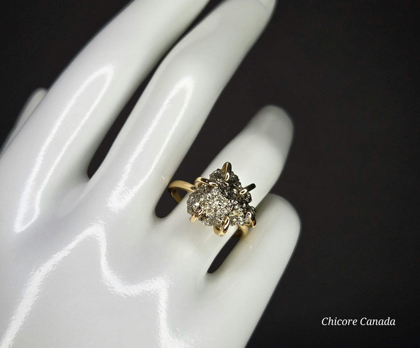 Adjustable Handmade Raw Pyrite Ring