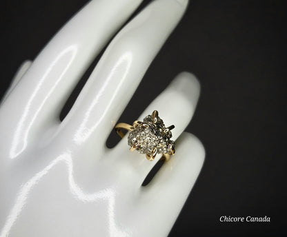 Adjustable Handmade Raw Pyrite Ring