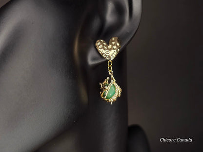 Boucles d'oreilles en jade vert faites à la main : Sérénité élégante