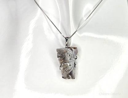 Sparkling Agate Geode Pendant & 925 Sterling Silver Adjustable Necklace