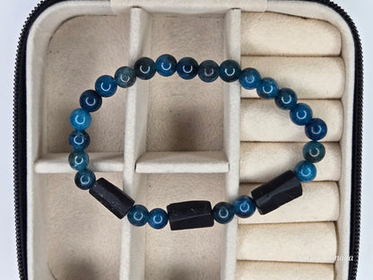 Blue Apatite with Black Tourmaline Accents – Handmade Power & Elegance