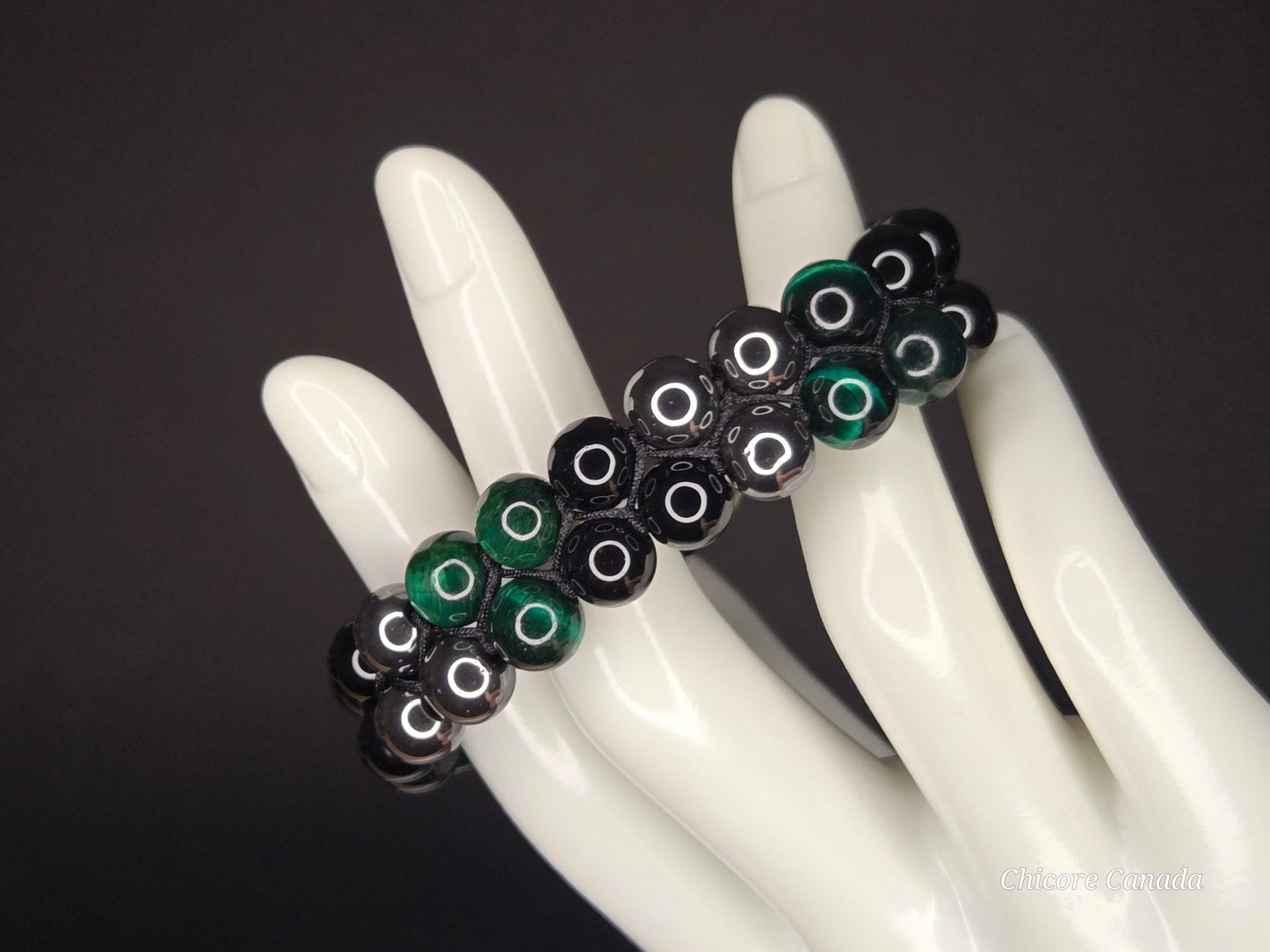 Malachite, Obsidian & Hematite Bracelet