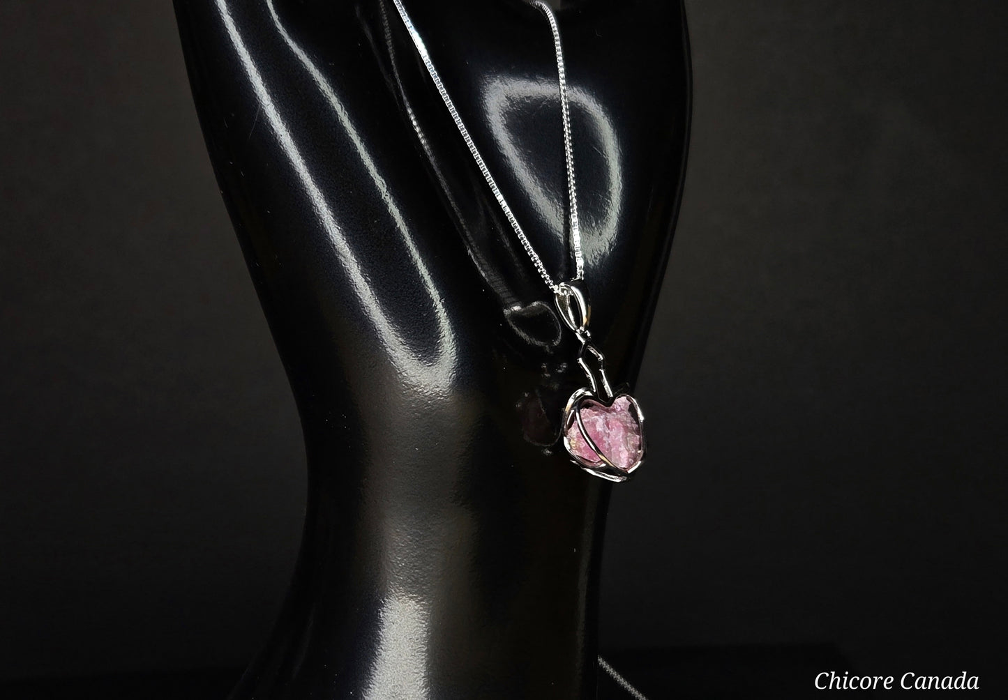 Eternal Love: Handmade 925 Sterling Silver Pink Tourmaline Heart Pendant with Adjustable Necklace