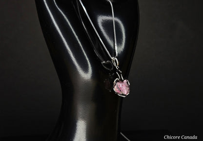 Eternal Love: Handmade 925 Sterling Silver Pink Tourmaline Heart Pendant with Adjustable Necklace