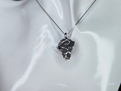 Raw Natural Hematite Stone Handmade Pendant with Adjustable 925 Sterling Silver Necklace