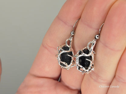 Timeless Protection: Drop Earrings Featuring Black Tourmaline