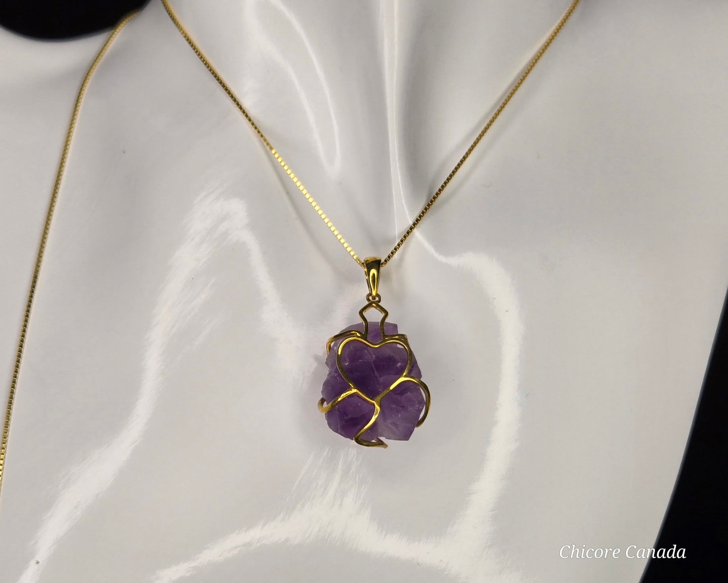 Artfully Crafted Raw Amethyst Pendant Necklace with Adjustable Grace