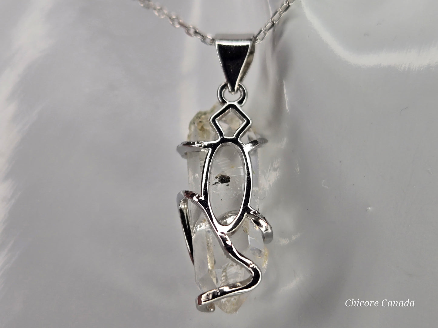 AAA Grade Raw Herkimer Diamond Pendant – Handmade Crystal Necklace with Adjustable 925 Sterling Silver