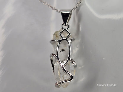 AAA Grade Raw Herkimer Diamond Pendant – Handmade Crystal Necklace with Adjustable 925 Sterling Silver