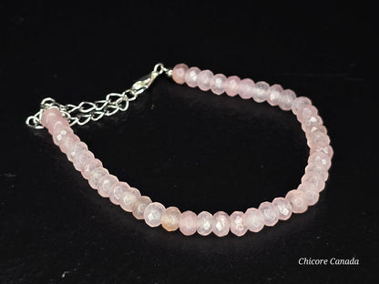 Sérénité radieuse : Bracelet en quartz rose naturel