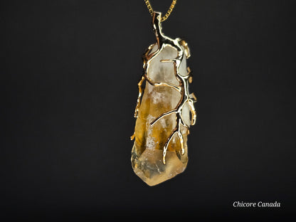 Collier élégant en citrine naturelle fabriqué à la main : une symphonie de beauté raffinée