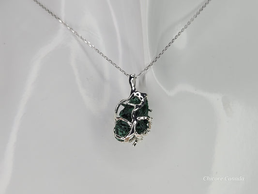 Forest Muse – Handmade Malachite Necklace with Sterling Silver Elegance