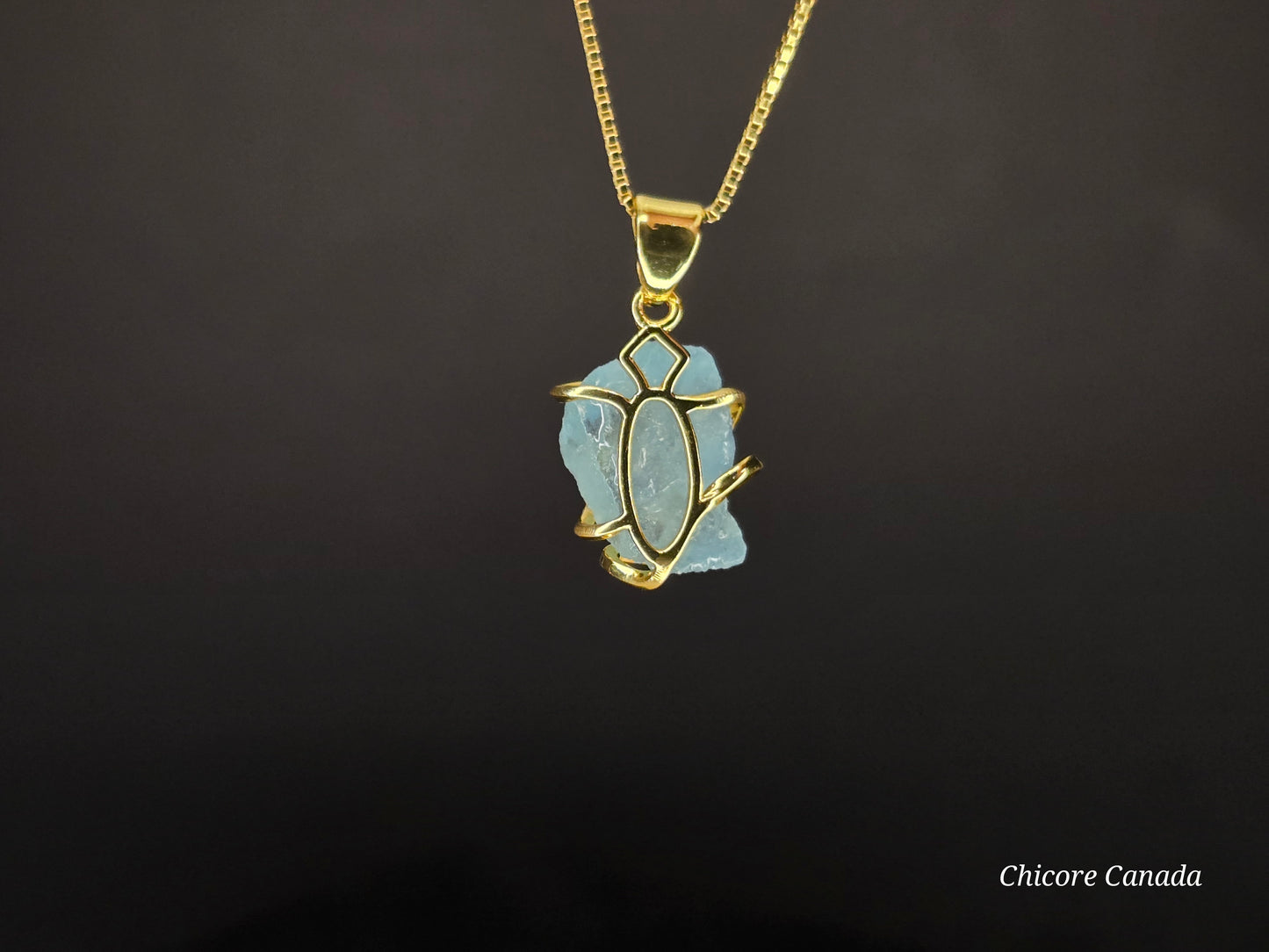 Elegant Handmade Aquamarine Pendant Necklace in 925 Sterling Silver with Adjustable Chain