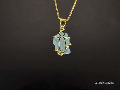 Elegant Handmade Aquamarine Pendant Necklace in 925 Sterling Silver with Adjustable Chain