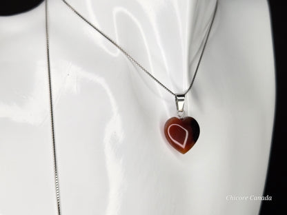 Eternal Glow: Handcrafted Heart-Shaped Carnelian Pendant with Adjustable Necklace