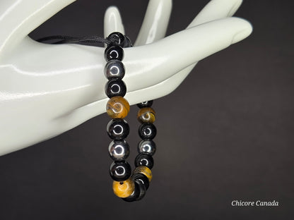 Triple Protection Bracelet - Tiger’s Eye, Hematite & Black Obsidian | Strength, Grounding & Shielding