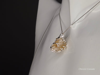 Golden Light – Raw Brazilian Citrine with 925 Sterling Silver Adjustable Necklace
