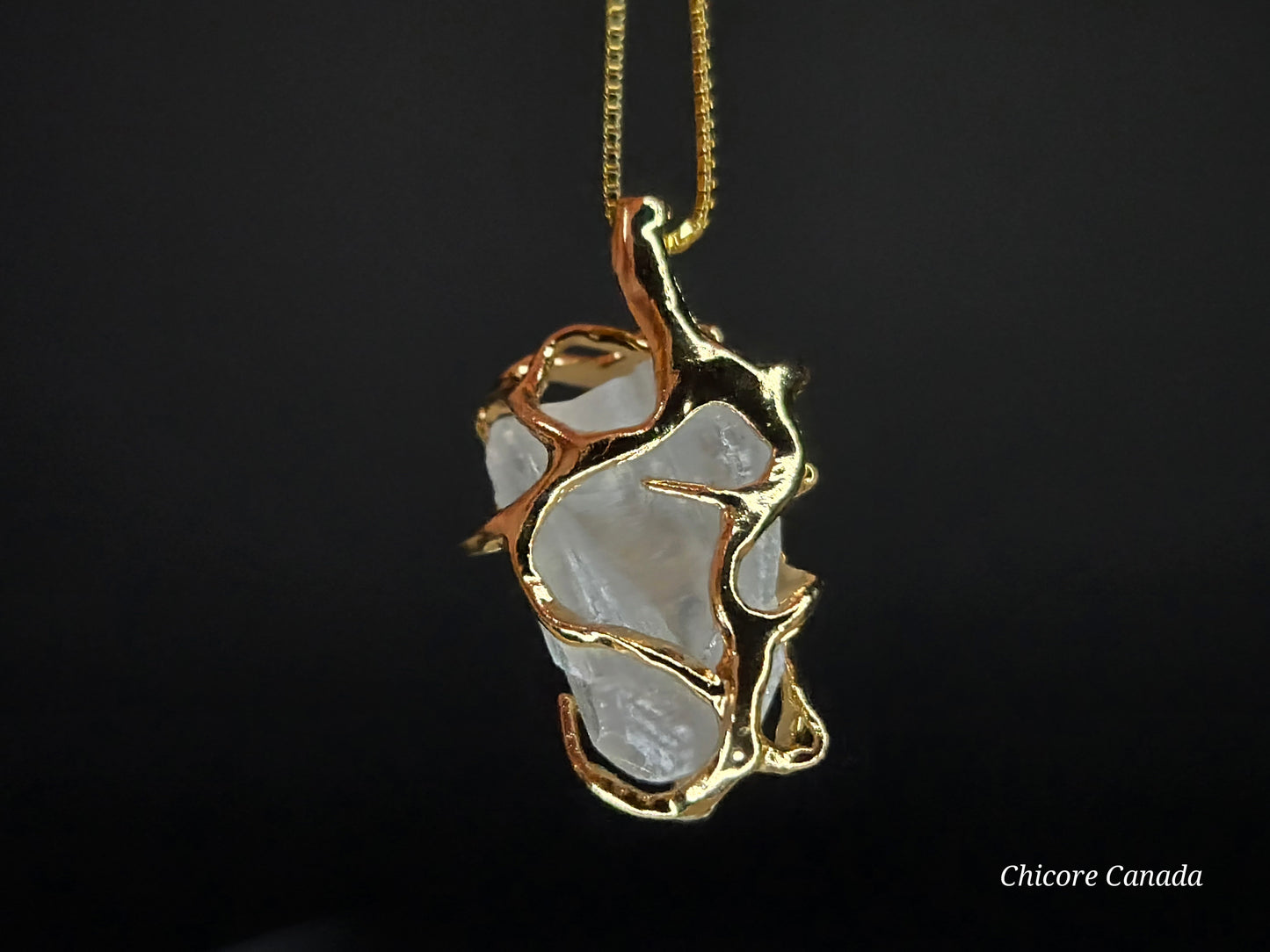 Raw Celestite Pendant with 925 Sterling Silver Adjustable Necklace