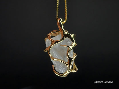 Raw Celestite Pendant with 925 Sterling Silver Adjustable Necklace