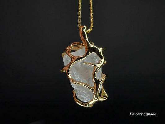 Raw Celestite Pendant with 925 Sterling Silver Adjustable Necklace
