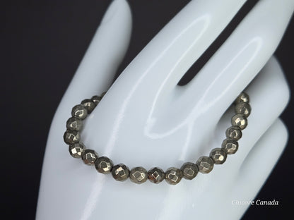 Chic Sophistication in Natural Stone - Faceted Pyrite Luxury Bracelet