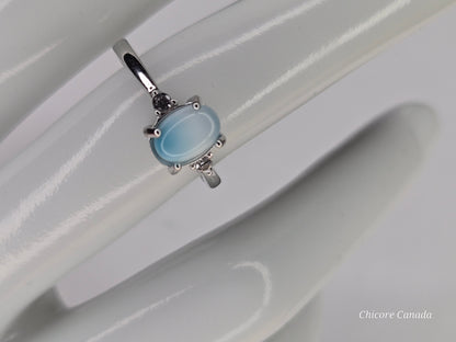 Caribbean Charm – Handmade Larimar Adjustable Silver Ring