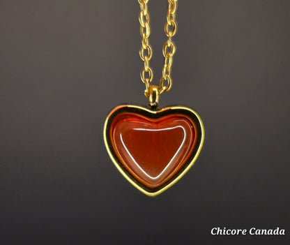 Delicate Heart-Shaped Carnelian Pendant – Symbol of Passion & Positivity