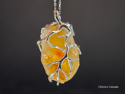 Exquisite Raw Brazilian Citrine Pendant Necklace in Refined Elegance