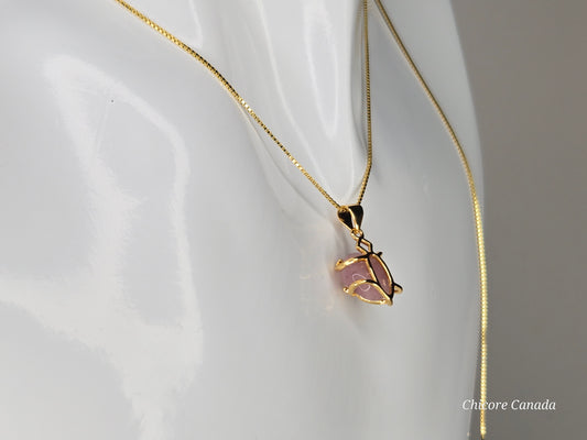Exquisite Rose Quartz Pendant in 925 Sterling Silver – A Timeless Symbol of Elegance