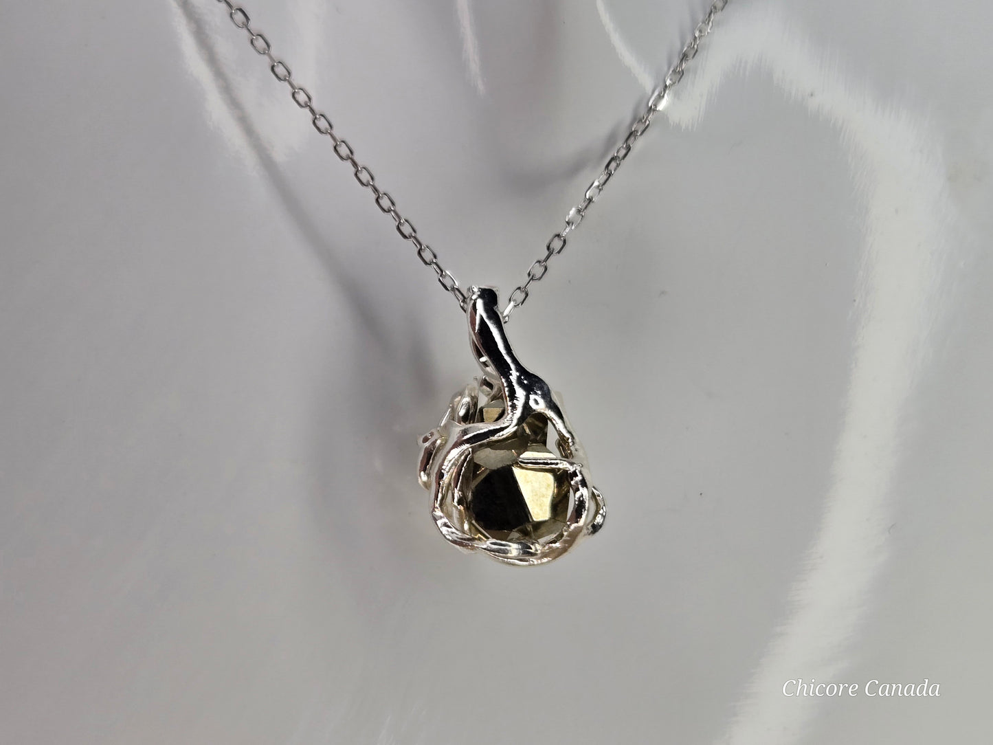 Bold & Brilliant: Raw Pyrite Crystal on 925 Silver Adjustable Necklace