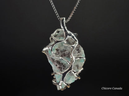 The Amazonite Talisman Necklace with 925 Sterling Silver Adjustable Necklace
