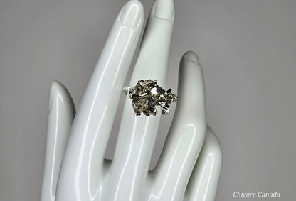 Elegant Raw Pyrite Ring – Adjustable Design with Empowering Stone Energy